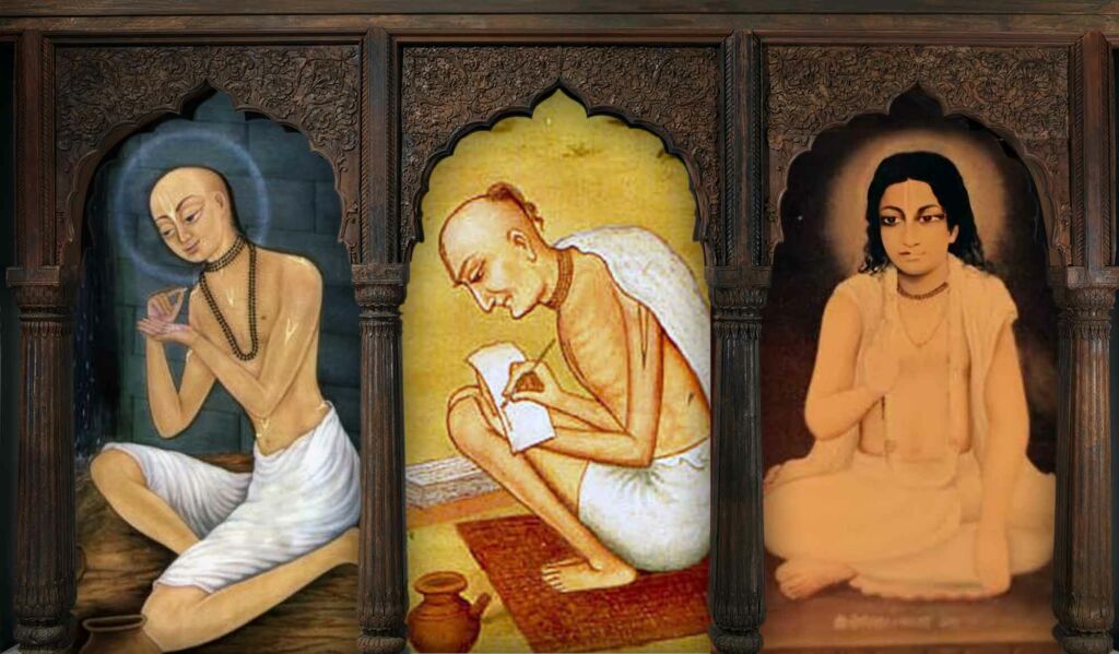 Śrī Śrī Raghunātha Dāsa Gosvāmī Prabhu, Śrī Śrī Kṛṣṇa Dāsa Kavirāja Gosvāmī Prabhu and Śrī Śrīnivāsa Ācārya Prabhu
